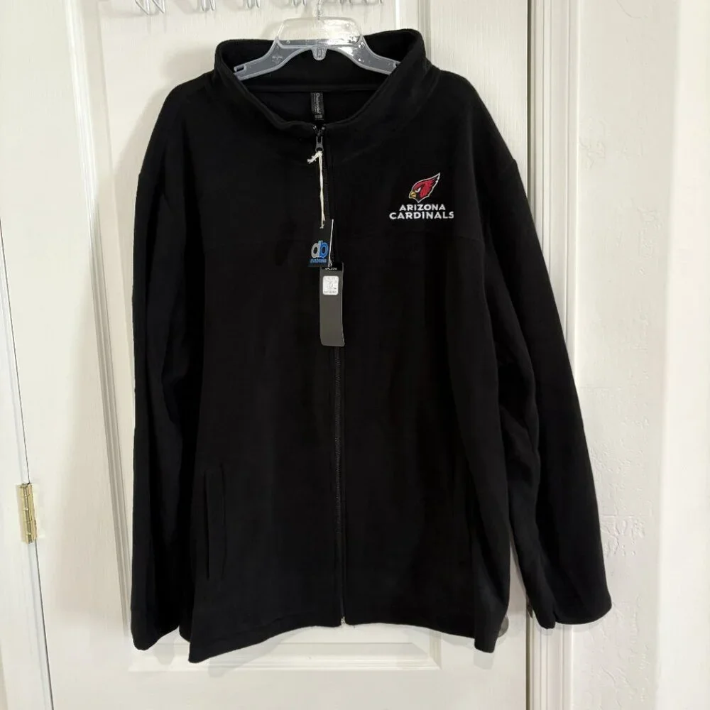 Arizona Cardinals Full Zip Fleece Jacket NFL Football Black Men’s Size XL NEW